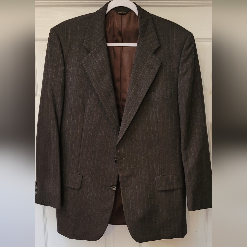 Hickey Freeman Gray Blazer Jacket 1155 Collection Size 43 100% Wool Pinstripe